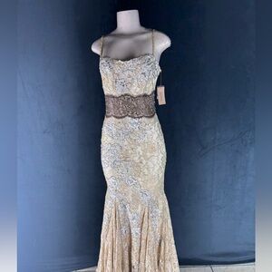 Elegant Lace Evening Gown by Mandalay